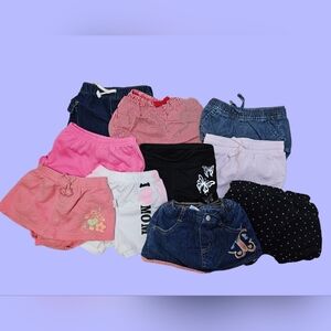 10 Pair 12mo Girls Shorts/Skorts Collection